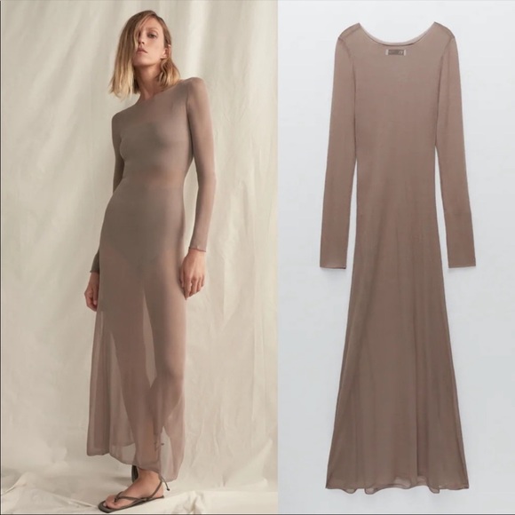 Semi Sheer Knit Dress 